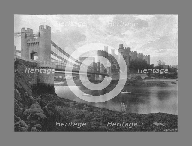 Conway Castle and Bridges, c1900. Artist: Catherall & Pritchard.
