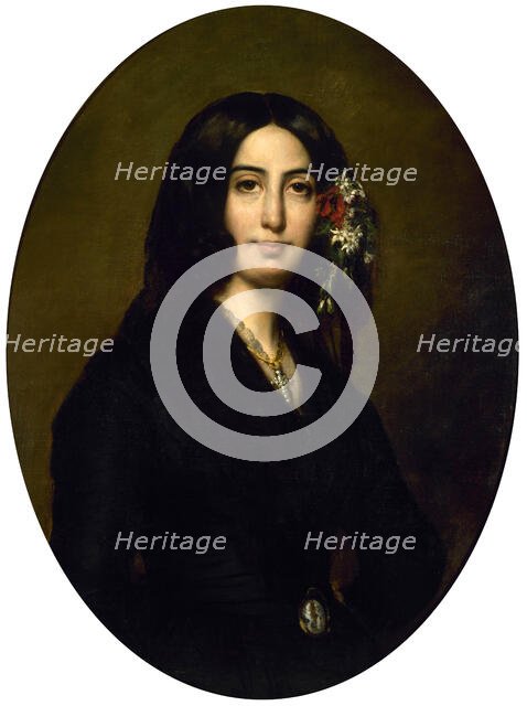 Portrait of George Sand, 1837-1839. Creator: Charpentier, Auguste (1815-1880).