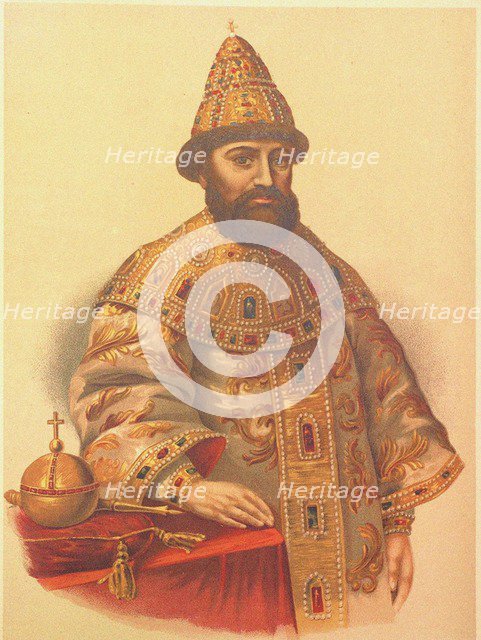 Portrait of the Tsar Michail I Fyodorovich of Russia (1596-1645), 1860s. Artist: Borel, Pyotr Fyodorovich (1829-1898)