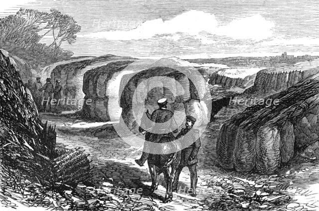 The ruins round Paris: interior of No. 1 Battery, Park of St. Cloud, 1871. Creator: Unknown.