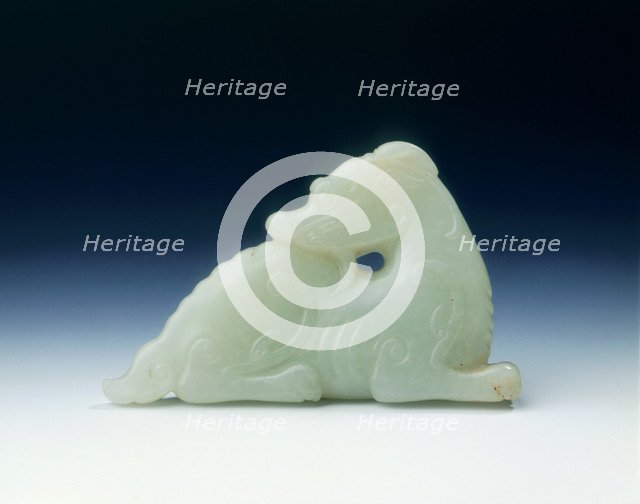 Jade mythical animal, Yuan or early Ming dynasty, 14th-15th century. Artist: Unknown