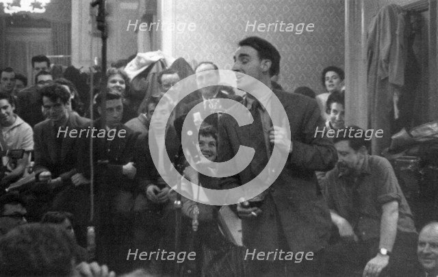 Dominic Behan singing at a folk session, Enterprise Public House, Long Acre, London, c1959. Artist: Eddis Thomas