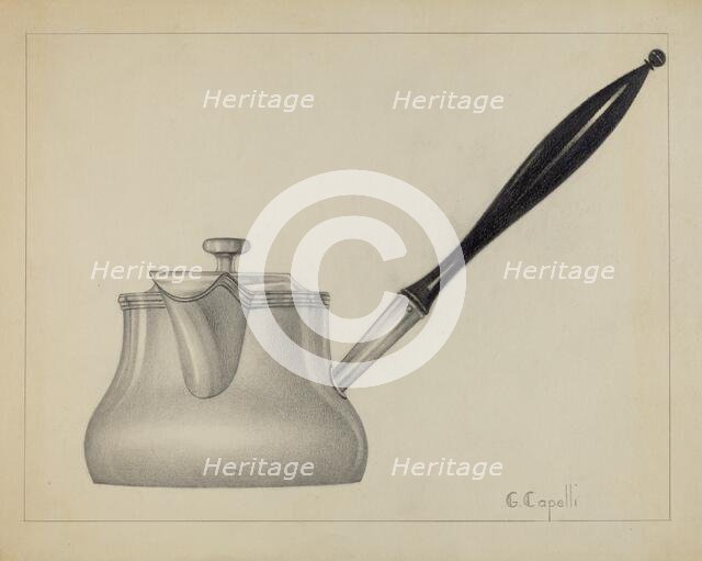 Silver Saucepan with Cover, c. 1936. Creator: Giacinto Capelli.