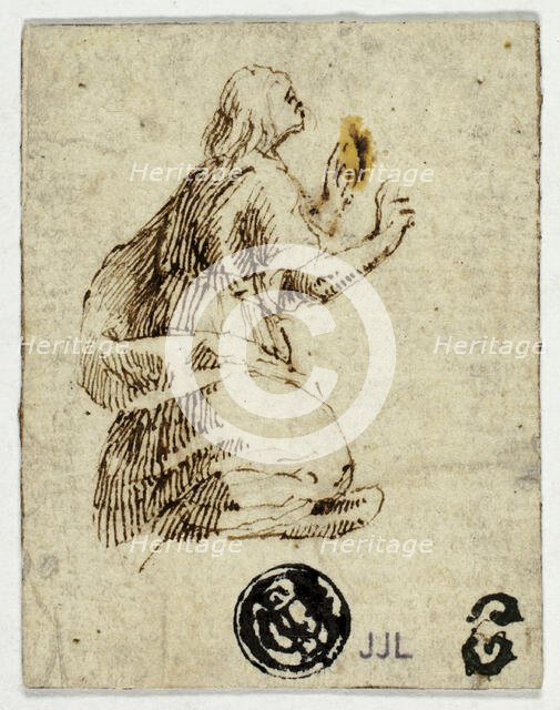 Kneeling Figure with Raised Hands, n.d. Creator: Unknown.