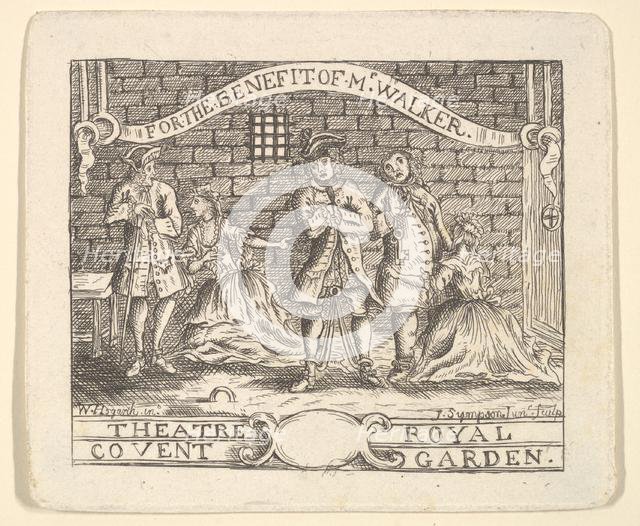 Benefit Ticket for Walker, ca. 1735. Creator: Unknown.