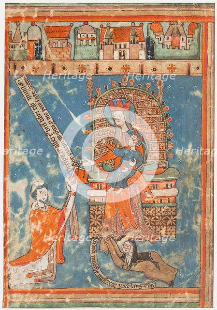 Manuscript Leaf with Dedication of a Book to the Virgin, ca. 1400. Creator: Unknown.