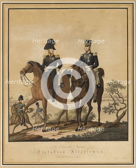 Alexander I of Russia and Frederick William III of Prussia on horseback.