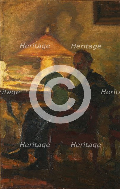 Leo Tolstoy with a newspaper', 1901. Creator: Pasternak, Leonid Osipovich (1862-1945).