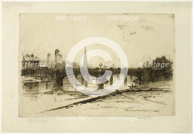 Albert, Railway, and Victoria Bridges, plate six from the Clyde Set, 1889. Creators: David Young Cameron, F. Goulding.