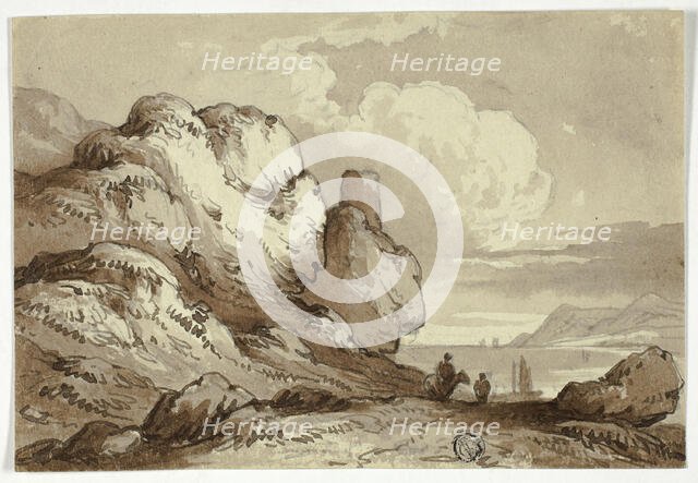 View of Lake with Cliffs in Foreground, n.d. Creator: James Robertson.