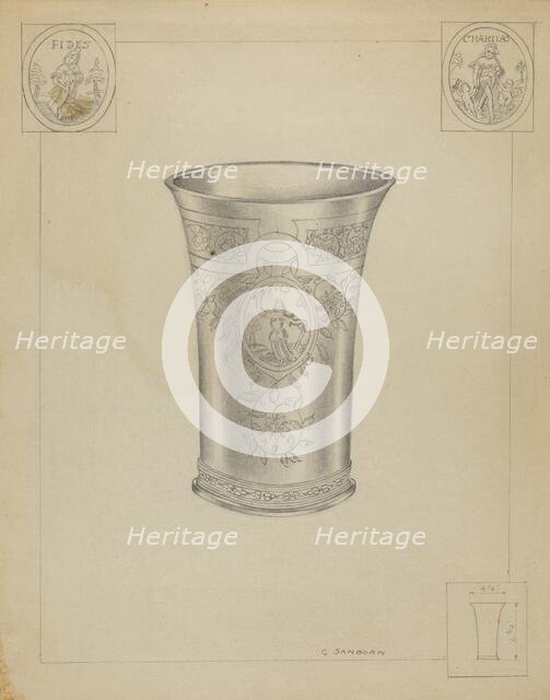 Silver Communion Beakers, c. 1936. Creator: Gordon Sanborn.