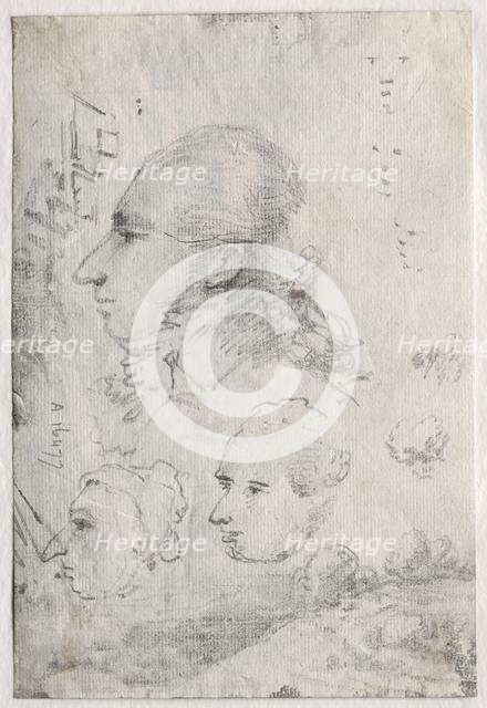 Studies of Heads (verso), c. 1820s(?). Creator: Thomas Monro (British, 1759-1833).