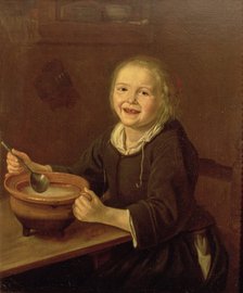  'Boy eating porridge' by Hals Reijnier.