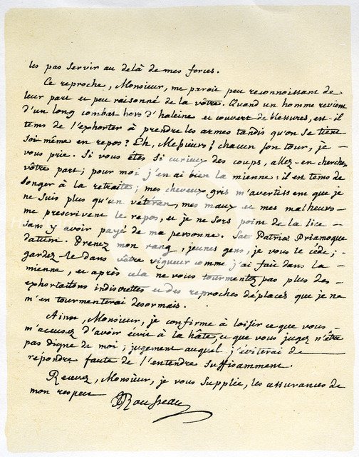 Letter from Jean Jaques Rousseau, 15th July 1764.Artist: Jean-Jacques Rousseau