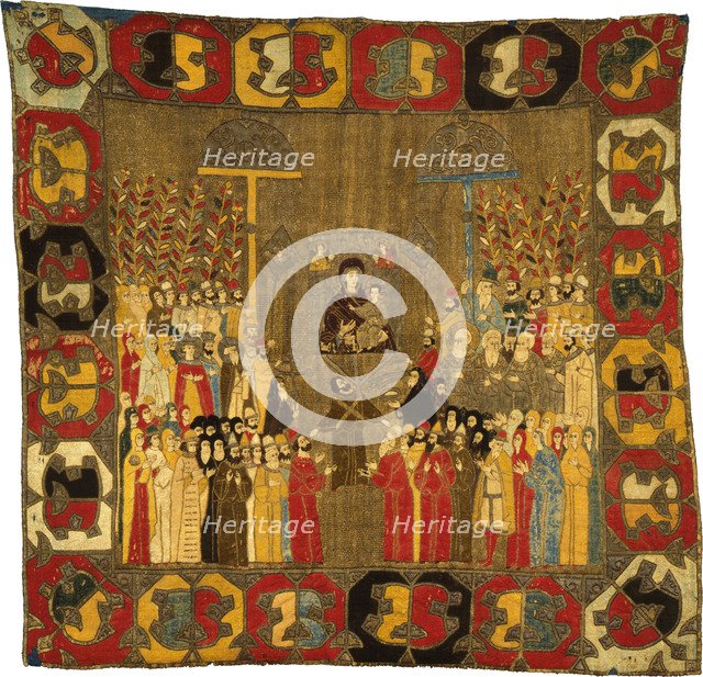 Palm Sunday Procession in Moscow on April 8, 1498. Zoe Palaiologina with daughters (left under), Ivan III, Elena of Wallachia, D, 1498. Artist: Ancient Russian Art  