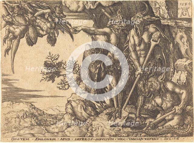 The Rich Man Being Carried Away by the Devil. Creator: Heinrich Aldegrever.
