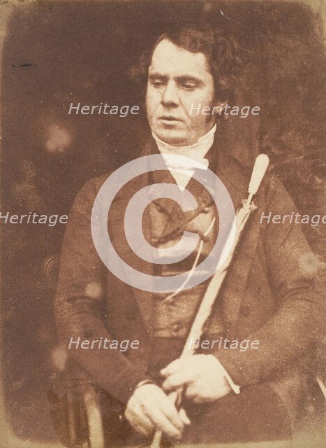 [Man Holding Umbrella], 1843-47. Creators: David Octavius Hill, Robert Adamson, Hill & Adamson.