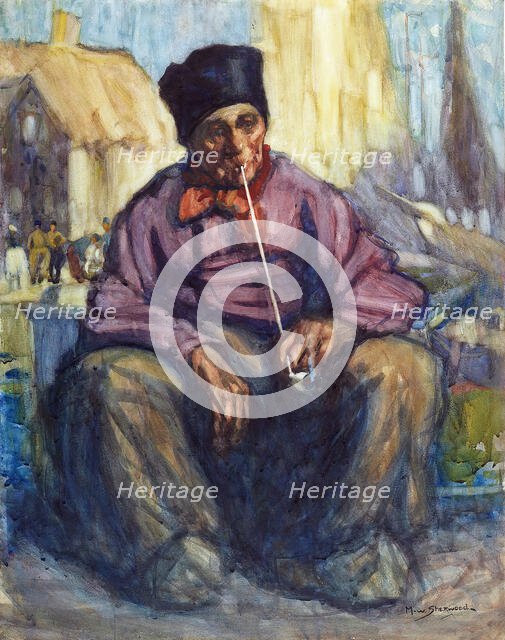 The old Dutchman with clay pipe, 1913. Creator: Maud Winifred Sherwood.