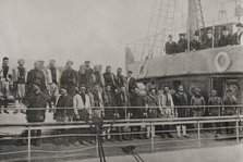 British men, captured by troops of the Sultan, on board the steamship "Al-Hassani", Morocco, 1898. Creator: Unknown.