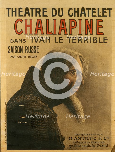 Poster for the Saison Russe at the Théâtre du Châtelet, 1909. Artist: Verneau, Eugene (active Early 20th-century)