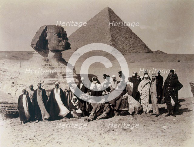 Tourists visiting the Sphinx at Giza. Creator: English Photographer (19th Century).