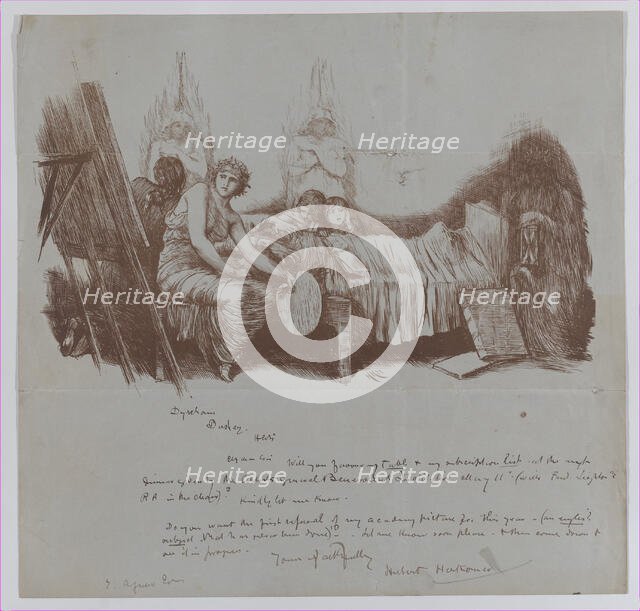 Invitation to a Benefit Dinner from Hubert von Herkomer to Thomas Agnew, 1877-78. Creator: Hubert von Herkomer.