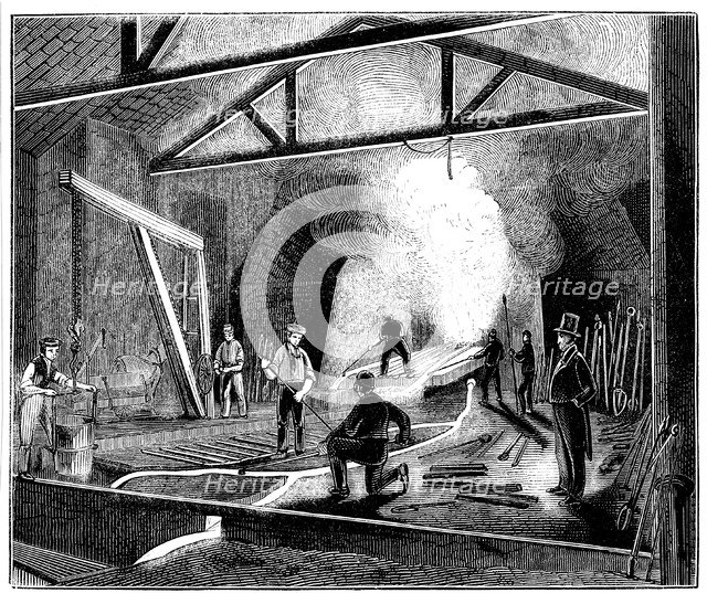 The foundry or cast house, Butterley Ironworks, Derbyshire, 1844. Artist: Unknown