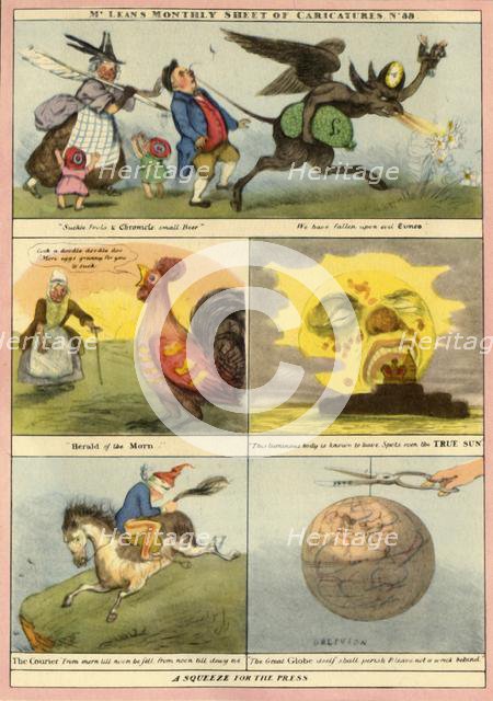 Caricatures of London newspapers, 1833, (1945). Creator: Unknown.