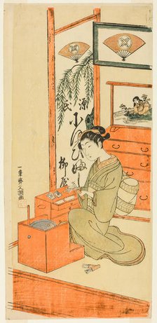Ofuji of the Yanagi Shop, c. 1769. Creator: Ippitsusai Buncho.