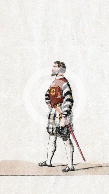 Baron, costume design for Shakespeare's play, Henry VIII, 19th century. Artist: Unknown
