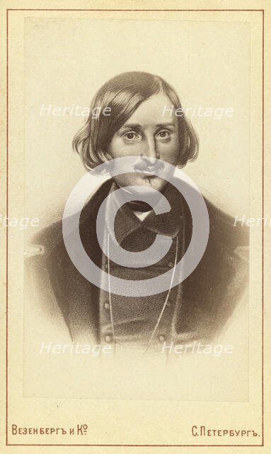 Nikola i Vasilevich Gogol, half-length portrait, facing front, between 1880 and 1886. Creator: Unknown.