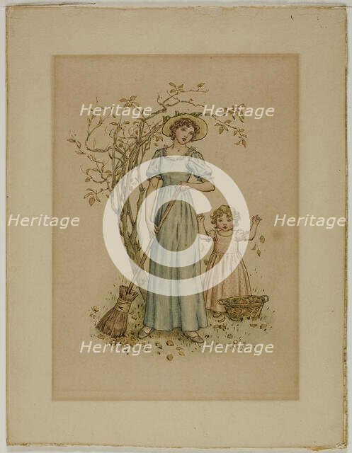 Woman with Broom and Little Girl, n.d. Creator: Catherine Greenaway.