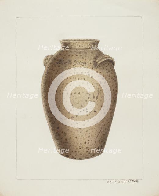 Stoneware Jar, c. 1937. Creator: Annie B Johnston.