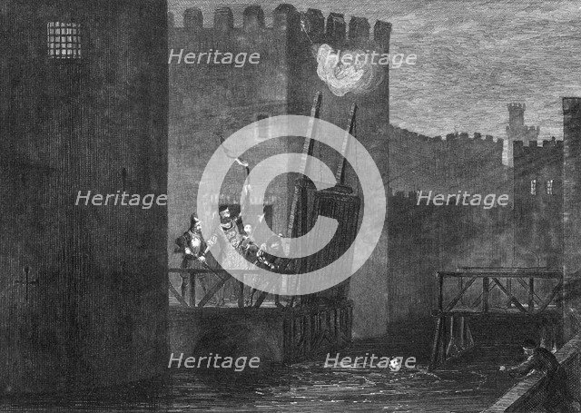 Courtenay's escape from the Tower, 1840. Artist: George Cruikshank