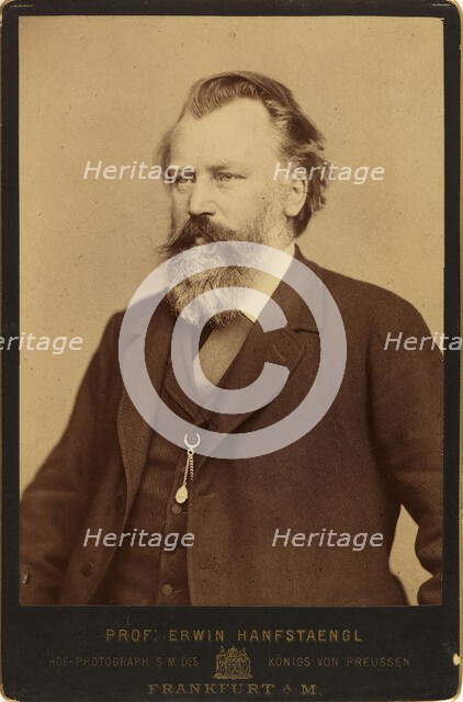 Portrait of the composer Johannes Brahms (1833-1897), c. 1870. Creator: Hanfstaengl, Erwin (1837-1905).