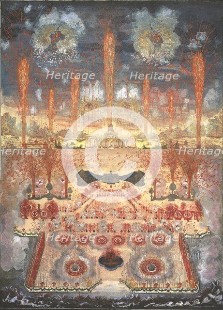 Fireworks and illumination on Juny 16, 1744 in Moscow, Mid of the 18th cen.. Artist: Anonymous  