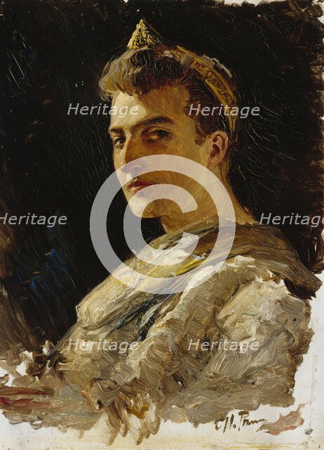 Man Wearing a Historical Costume with Tiara. Creator: Il'ya Repin.