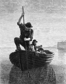 "Spearing Flounders," by H. MacCallum, 1871. Creator: Unknown.