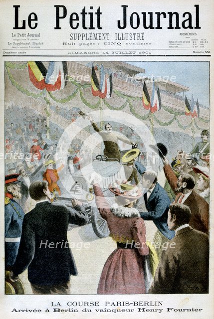 Paris Berlin Race, Arrival of the winner Henry Fournier, 1901. Artist: Unknown