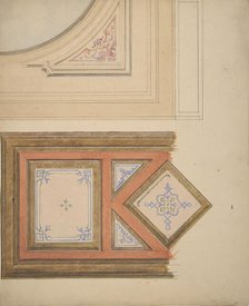 Designs for a ceiling and painted panel, 1830-97. Creators: Jules-Edmond-Charles Lachaise, Eugène-Pierre Gourdet.