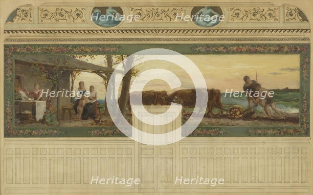 Esquisse pour la salle des mariages de la mairie de Saint-Maur-des-Fossés : Education, 02–1883. Creator: Edouard Michel Lancon.