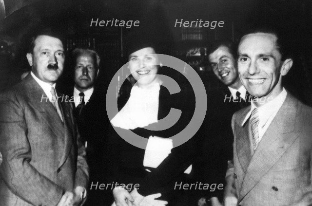 Adolf Hitler, Franz von Hoesslin, Maria Müller and Joseph Goebbels during a reception at Winifried W