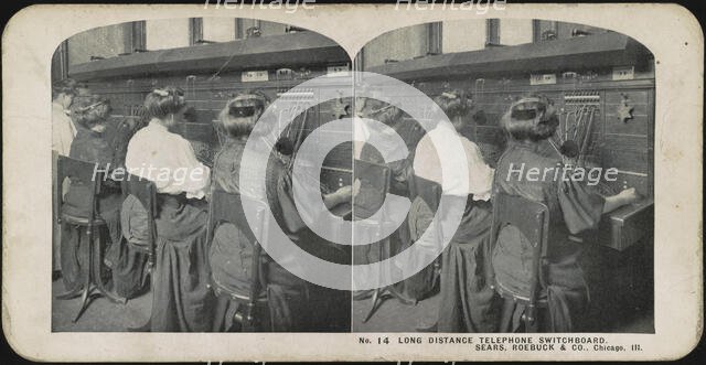 Chicago Telephone Company: Long distance telephone switchboard, c 1900. Creator: Anonymous.