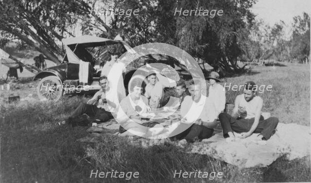 Camping/picnicking at Toogoolawah headwaters of the Brisbane River, 1928. Creator: Isabel Edith Doris Francis.