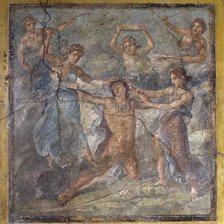 Pentheus being torn apart by maenads, triclinium in the House of Vettii, Pompeii. Creator: Unknown.