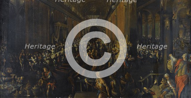 The Feast of Belshazzar, 1596. Artist: Valckenborch, Frederik van (1566-1623)