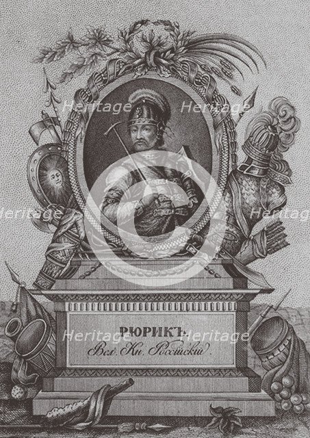 Portrait of Rurik, a Varangian chieftain and founder of Kievan Rus (ca. 830-ca. 879). Artist: Osipov, Alexei Agapievich (1770-1850)