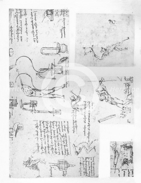 Three drawings illustrating the theory of the movements of the human figure, c1472-c1519 (1883). Artist: Leonardo da Vinci.
