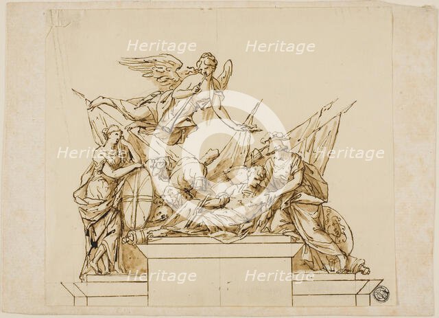 Unexecuted Design for the Monument to the First Duke of Marlborough, c. 1733. Creators: John Michael Rysbrack, Richard Wilson.