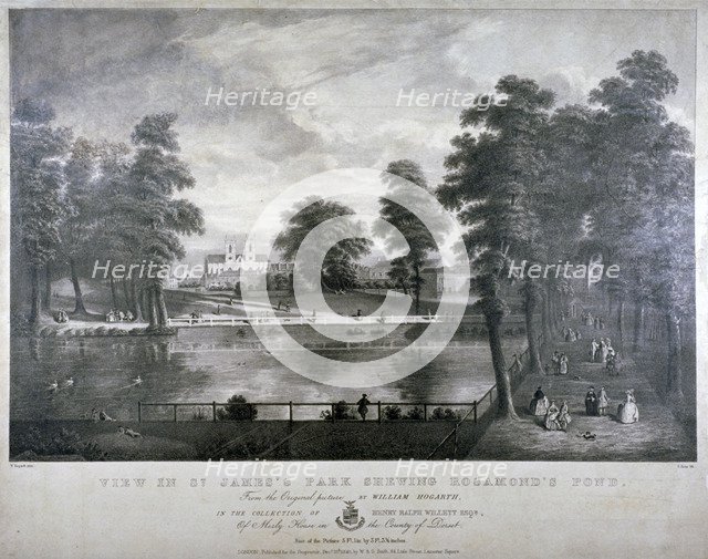 Rosamond's Pond, St James's Park, Westminster, London, 1840. Artist: F Ross